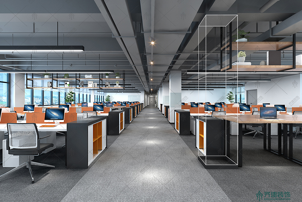 上海快倉智能科技開放式辦公區裝修設計效果圖