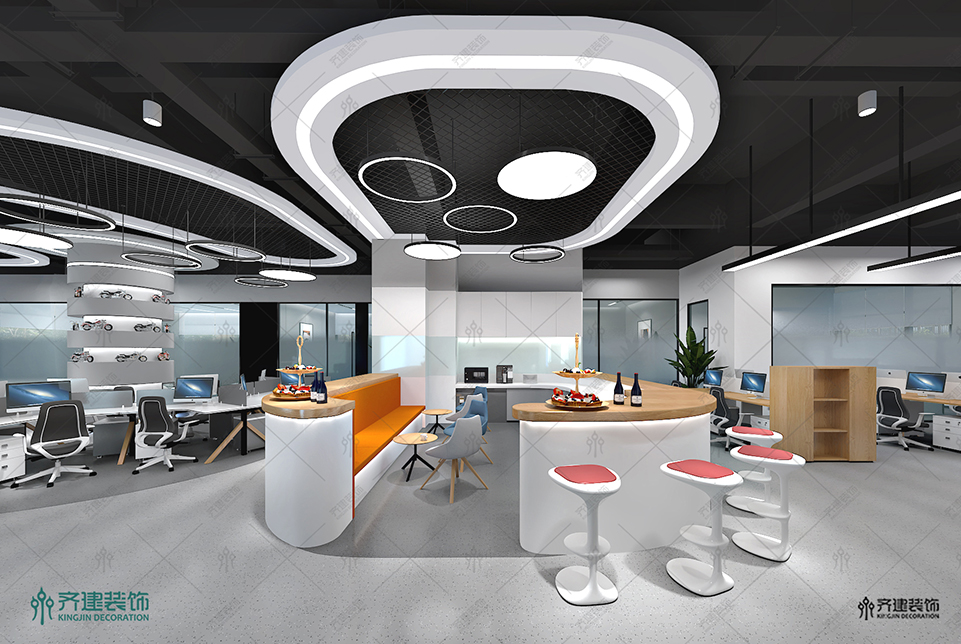 上海湯泉國際大廈辦公茶水吧臺裝修設(shè)計效果圖