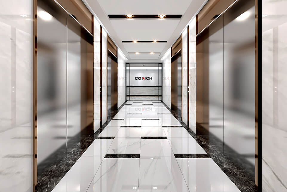 上海海螺服飾辦公室電梯過道裝修設計效果圖
