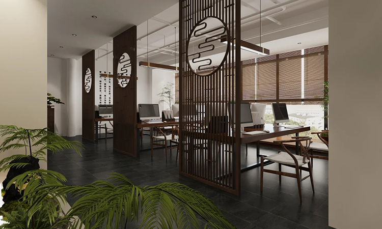 新中式辦公室裝修設(shè)計效果圖